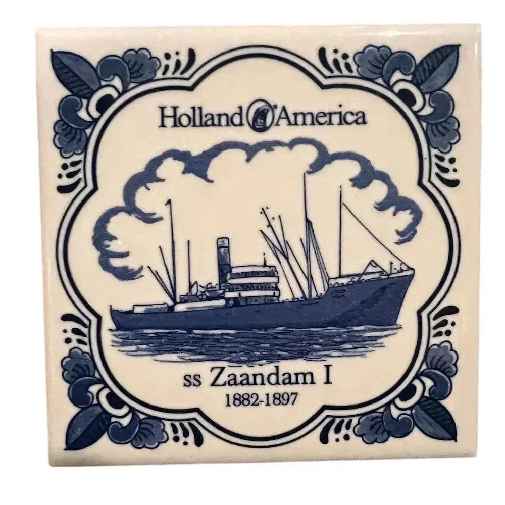 Vintage Holland America Line Porcelain Coasters‎ Set of 6